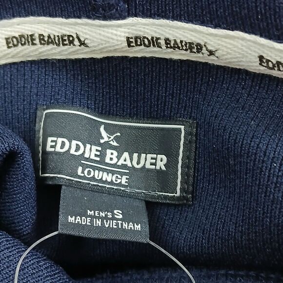Eddie Bauer Mens Navy Blue Textured Lounge Long Sleeve Pullover Hoodie Small NEW - Picture 8 of 8